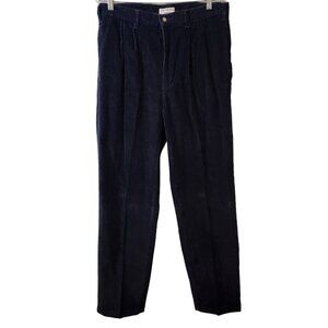Vintage Mens Covington‎ Pleated Corduroy Pants Straight Fit 34x32 Blue EUC